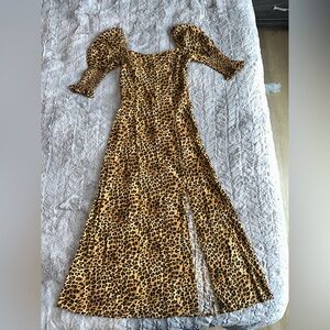 Blue Rain Cheetah Print Off- Shoulder Dress